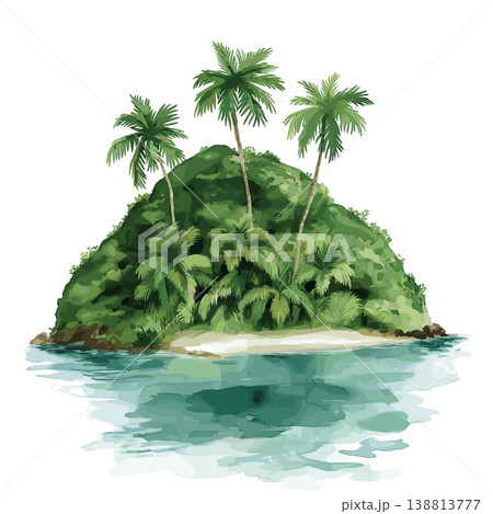 Bioko Island. Bioko Island hand drawn watercolor illustration on white background Bioko Island. Bioko Island hand drawn watercolor illustration on white background 138813777