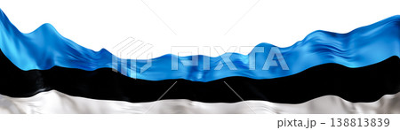 The footer shows the Estonia flag in a 3D render against a clear background. The flag features blue, black, and white colors representing the nation. This design can be used for various projects 138813839