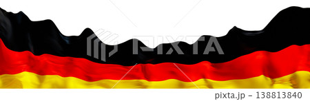 Germany flag is shown in a 3D render with clear background. The design includes horizontal stripes of black, red, and yellow in a flowing style. This can be used in various digital projects Germany flag is shown in a 3D render with clear background. The design includes horizontal stripes of black, red, and yellow in a flowing style. This can be used in various digital projects 138813840