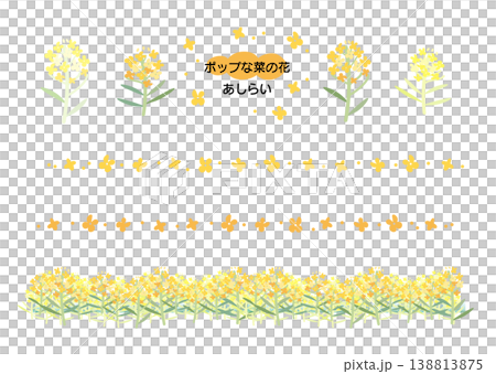 菜の花のポップなあしらいイラストセット 138813875