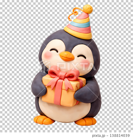 penguin with birthday gift  138814039