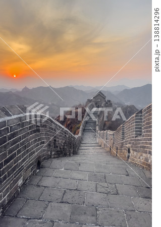 Vertical view the Great Wall of China at sunset. Vertical view the Great Wall of China at sunset. 138814296