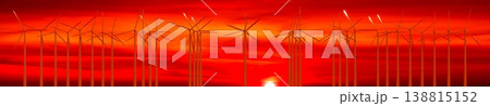 Wind turbines - renewable energy concept. 3D rendering Wind turbines - renewable energy concept. 3D rendering 138815152