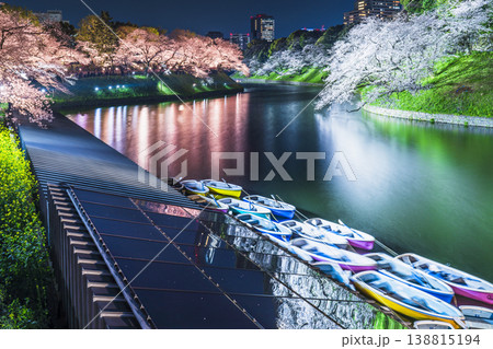 春の千鳥ヶ淵 ボート乗り場から見る桜の夜景【東京都・千代田区】 春の千鳥ヶ淵 ボート乗り場から見る桜の夜景【東京都・千代田区】 138815194