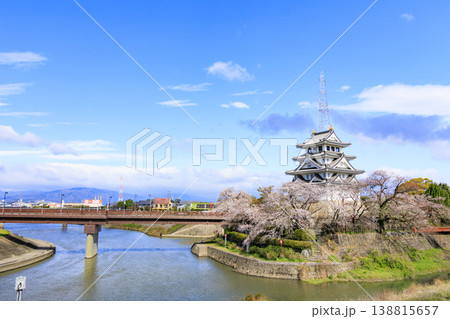 桜満開の墨俣一夜城と犀川堤の桜 桜満開の墨俣一夜城と犀川堤の桜 138815657