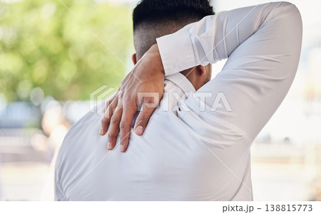 Back pain, business man and stress with inflammation, tension and consultant with muscle problem. Agent, employee and working with a strain, tender joint and injury with medical issue and overworked Back pain, business man and stress with inflammation, tension and consultant with muscle problem. Agent, employee and working with a strain, tender joint and injury with medical issue and overworked 138815773