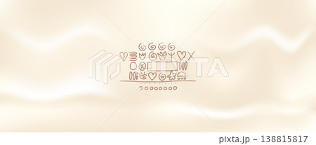 Beige wavy gradient background in ivory cream for spa cosmetics. Pale gradation with light beige doodle creates a soft vector bg. Folk scribbles and milky tones add a calm organic backdrop Beige wavy gradient background in ivory cream for spa cosmetics. Pale gradation with light beige doodle creates a soft vector bg. Folk scribbles and milky tones add a calm organic backdrop 138815817