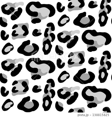 White and black leopard seamless pattern with simple rosette print. Mini black spots and grey camouflage as vector animal skin design. Cheetah repeat on white background for fashion textile 138815825