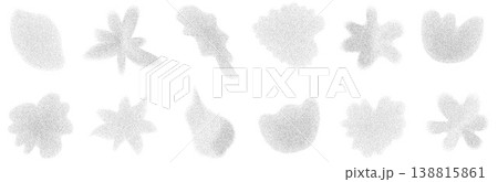 Grain flower icons with black blur and leaves gradation for social media. Dense grain airbrush noise and flower figure in bold dotwork texture. Organic botanical vector set isolated Grain flower icons with black blur and leaves gradation for social media. Dense grain airbrush noise and flower figure in bold dotwork texture. Organic botanical vector set isolated 138815861