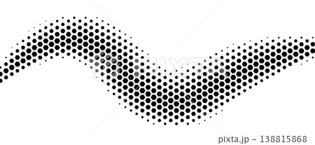 Carbon fiber honeycomb line in a wavy pattern on white for tech print. Black hex band curves in a smooth wave across the nano grid. Wavy carbon honeycomb vector for abstract design bg Carbon fiber honeycomb line in a wavy pattern on white for tech print. Black hex band curves in a smooth wave across the nano grid. Wavy carbon honeycomb vector for abstract design bg 138815868