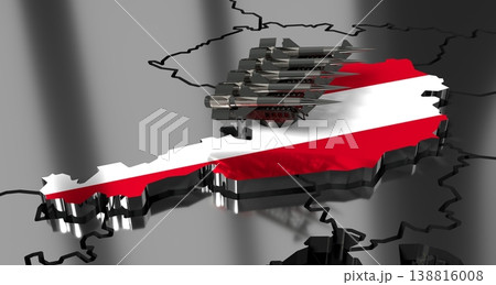 Austria - missiles on country map and flag - 3D illustration 138816008