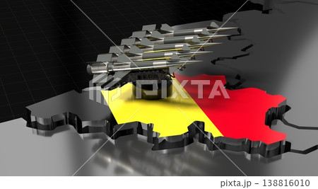 Belgium - missiles on country map and flag - 3D illustration 138816010
