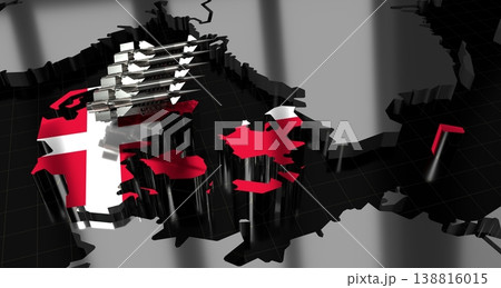 Denmark - missiles on country map and flag - 3D illustration Denmark - missiles on country map and flag - 3D illustration 138816015