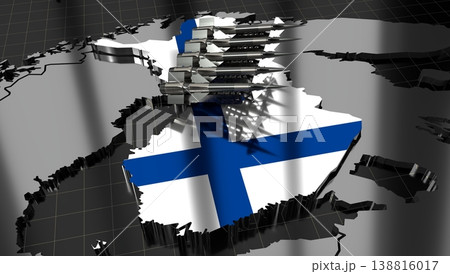 Finland - missiles on country map and flag - 3D illustration 138816017