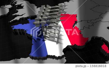 France - missiles on country map and flag - 3D illustration 138816018