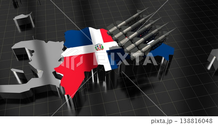 Dominican Republic - missiles on country map and flag - 3D illustration 138816048