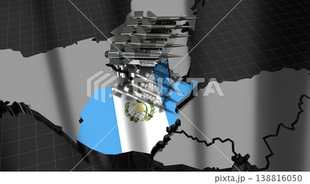 Guatemala - missiles on country map and flag - 3D illustration Guatemala - missiles on country map and flag - 3D illustration 138816050