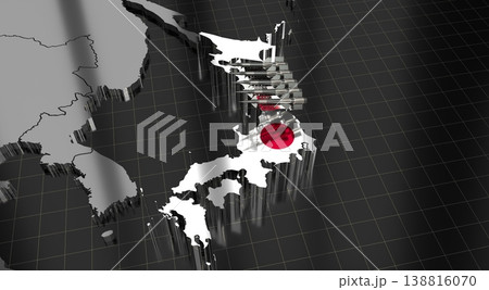 Japan - missiles on country map and flag - 3D illustration Japan - missiles on country map and flag - 3D illustration 138816070