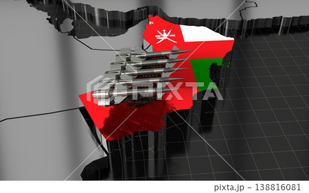 Oman - missiles on country map and flag - 3D illustration Oman - missiles on country map and flag - 3D illustration 138816081