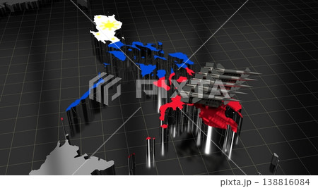 Philippines - missiles on country map and flag - 3D illustration 138816084