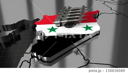 Syria - missiles on country map and flag - 3D illustration 138816089