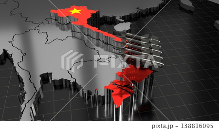 Vietnam - missiles on country map and flag - 3D illustration 138816095