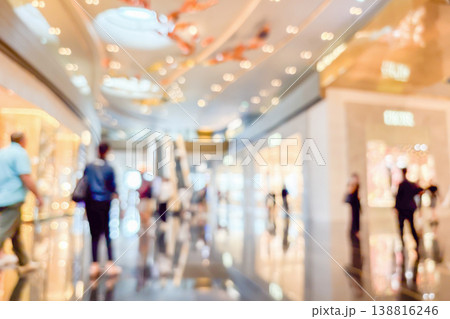 modern luxury shopping mall department store interior blur abstract background with bokeh light 138816246