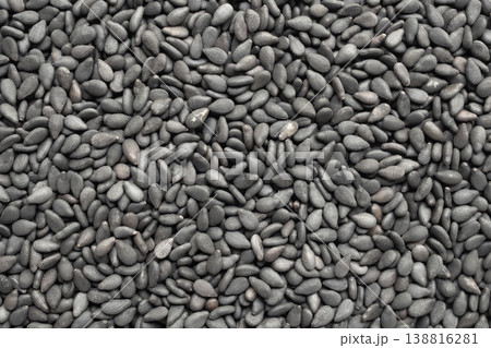 Black sesame seeds texture background close up Black sesame seeds texture background close up 138816281
