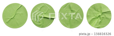Blank green round adhesive paper sticker label set isolated on white background Blank green round adhesive paper sticker label set isolated on white background 138816326