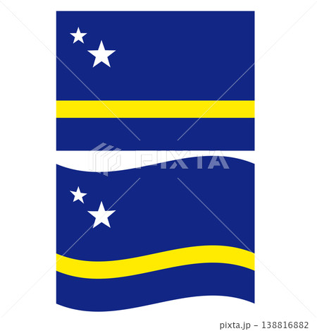 Curacao flag. Waving flag of Curacao. Rectangular national flag of Curacao. flat style. 138816882