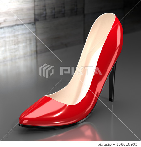 Red high heel shoe - 3D illustration Red high heel shoe - 3D illustration 138816903