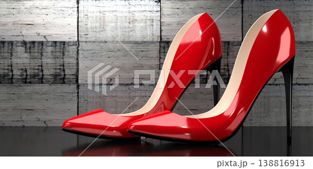 Red high heel shoes - 3D illustration Red high heel shoes - 3D illustration 138816913