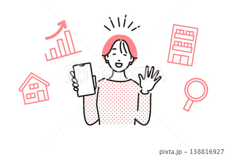 住まいをスマホで検索して喜ぶ女性 138816927
