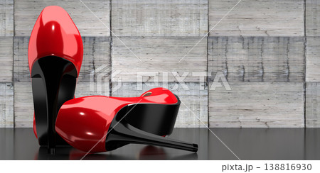 Red high heel shoes - 3D illustration Red high heel shoes - 3D illustration 138816930