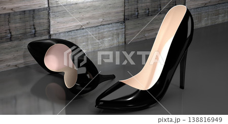 Black high heel shoes - 3D illustration Black high heel shoes - 3D illustration 138816949