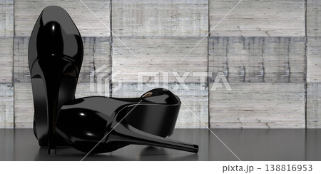 Black high heel shoes - 3D illustration Black high heel shoes - 3D illustration 138816953