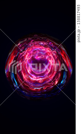 Glowing red energy orb with swirling plasma patterns on dark background, futuristic abstract sphere Glowing red energy orb with swirling plasma patterns on dark background, futuristic abstract sphere 138817493