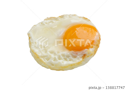 Fried egg isolated on white background top view Fried egg isolated on white background top view 138817747