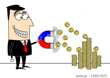 Businessman, golden coins clip-art Businessman, golden coins clip-art 138817875