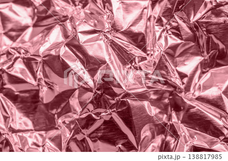 Luxury shiny metallic rose gold foil crumpled texture background 138817985