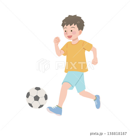 サッカーをする男の子のイラスト 138818187