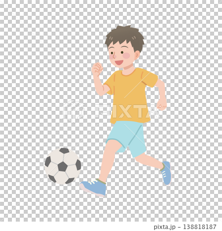 サッカーをする男の子のイラスト 138818187