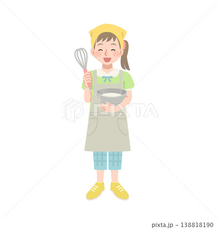 料理をする女の子のイラスト 138818190