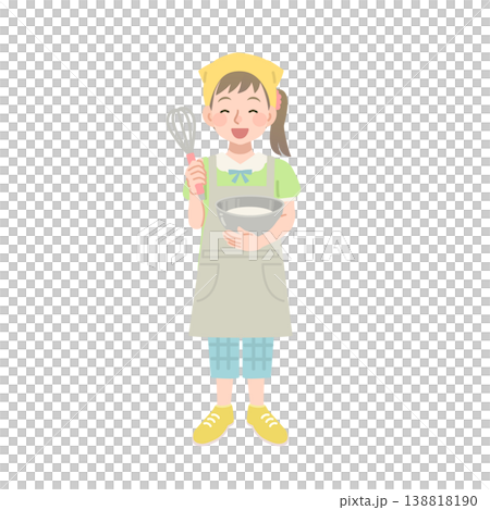 料理をする女の子のイラスト 138818190