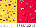 Fashion accessories flat lay with buttons and buckles 138818213