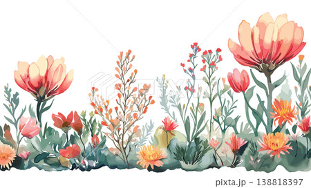 Namaqualand Flower Route. Namaqualand Flower Route hand drawn watercolor illustration on white background Namaqualand Flower Route. Namaqualand Flower Route hand drawn watercolor illustration on white background 138818397