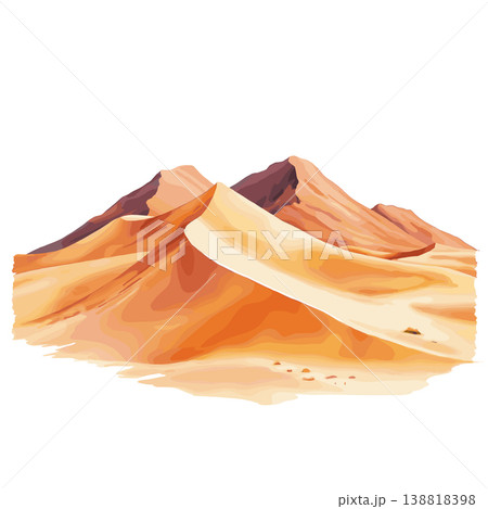 Namib Desert Star Dunes. Namib Desert Star Dunes hand drawn watercolor illustration on white background 138818398