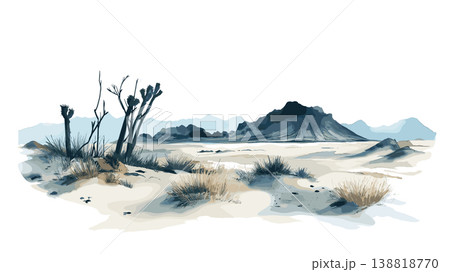 Skeleton Coast. Skeleton Coast hand drawn watercolor illustration on white background Skeleton Coast. Skeleton Coast hand drawn watercolor illustration on white background 138818770