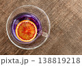 Blue tea, an infusion of butterfly pea flowers, with a citrus 138819218