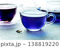 Blue tea, an infusion of butterfly pea flowers, with another cup 138819220